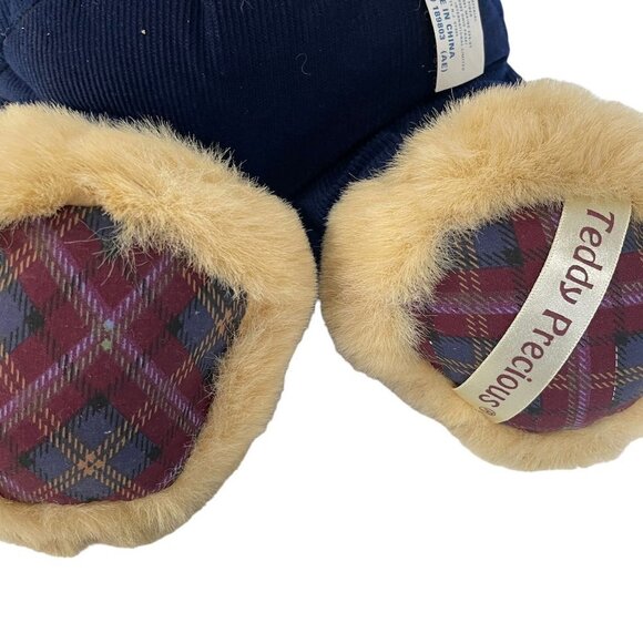 Dan Dee Teddy Precious Bear Stopwatch Spectacles Plaid Corduroy 15" Sitting - Picture 5 of 5